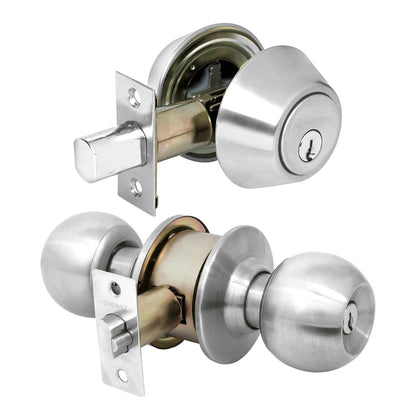 Hermex Combo de Cerraduras para Puerta CMB-62P - Cromo mate - Llave-llave
