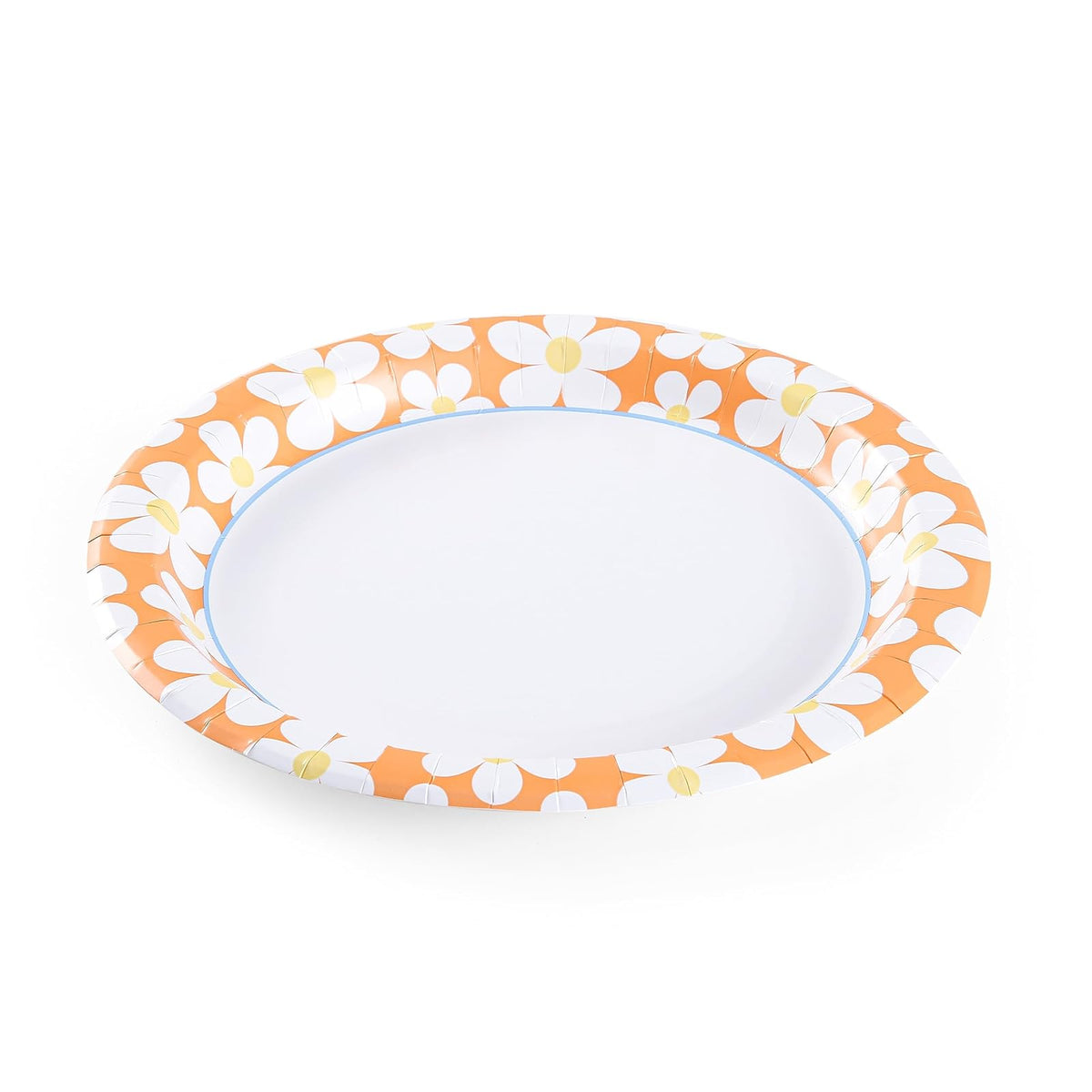 Glad Everyday - Platos de papel desechables redondos con diseño de margaritas ranuradas, resistentes a los cortes, platos de papel microondas para todos los alimentos y uso diario, 10 pulgadas, 58