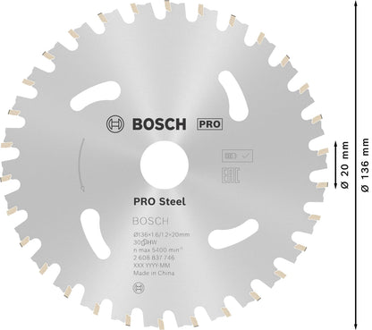 Bosch Disco sierra circular ø136x20mm | para Acero, Ø 136 mm, Professional Accesorios Sierras cortadoras en seco de mano sin cable