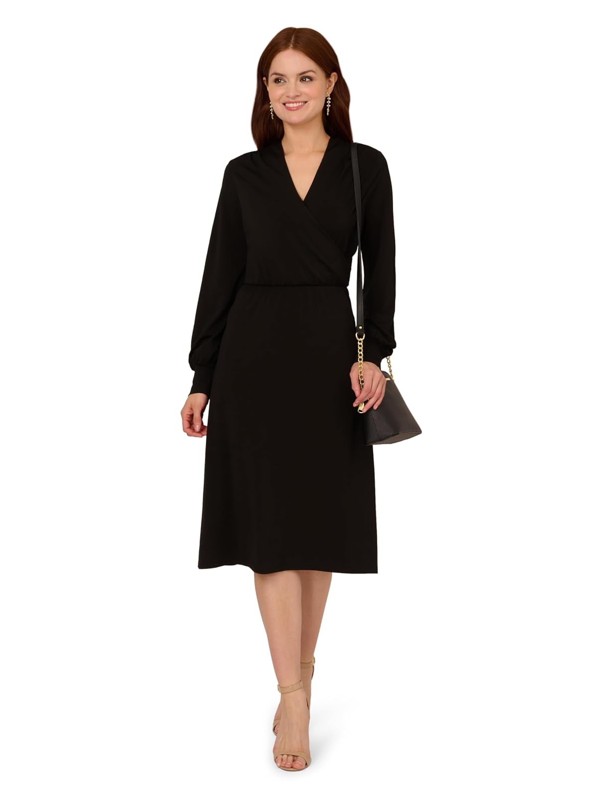 Adrianna Papell Long Sleeve Wrap Midi Dress Vestido informalMujer