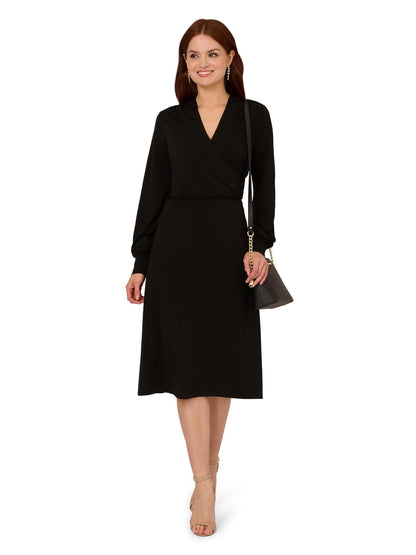 Adrianna Papell Long Sleeve Wrap Midi Dress Vestido informalMujer