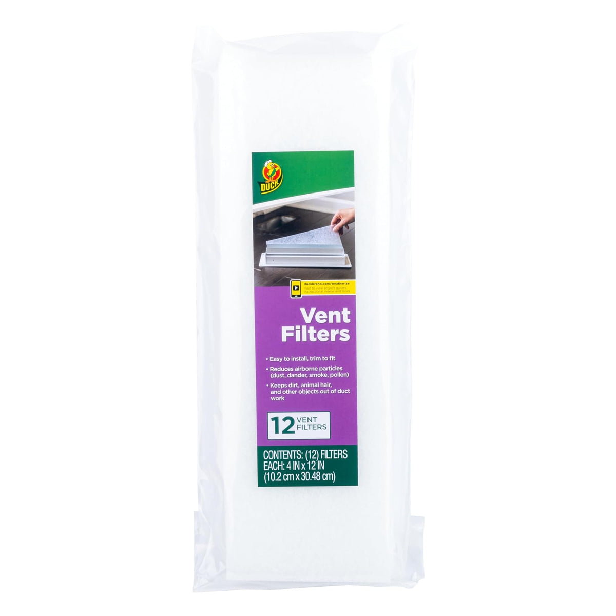 Duck Brand Filtros de ventilación de aire, reducen las partículas transportadas por el aire como polvo, caspa, polen y atrapan los desechos en tu sistema de ventilación, filtros de ventilación de