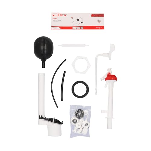 DICA, Juego Completo de Accesorios para W.C, Material Plastico, Hule, Sapo Cónico, 1 Año de Garantia en Defectos de Manufactura, KE.4056P