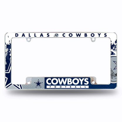 Rico Industries Marco de Placa Cromado con Licencia Oficial NFL - Dallas Cowboys - Multicolor