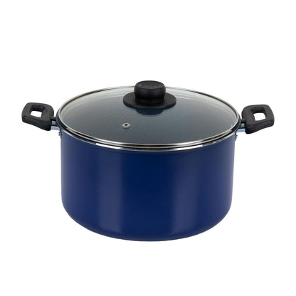 Ekco Olla con Tapa de Vidrio, Aluminio Antiadherente 24 cm - Azul