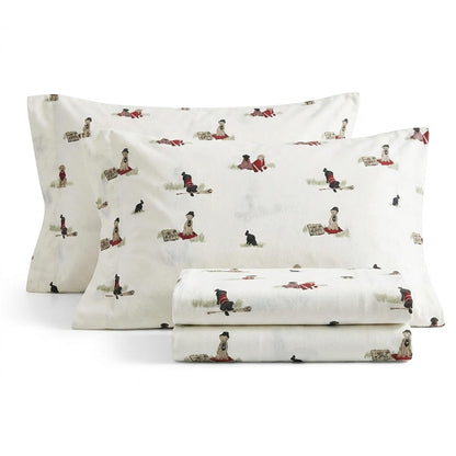Eddie Bauer - Juego de sábanas Queen, Ropa de Cama de Franela de algodón cálido y Transpirable con Bolsillos Profundos, Cepillado para Mayor suavidad, acogedora decoración del hogar, Certificado