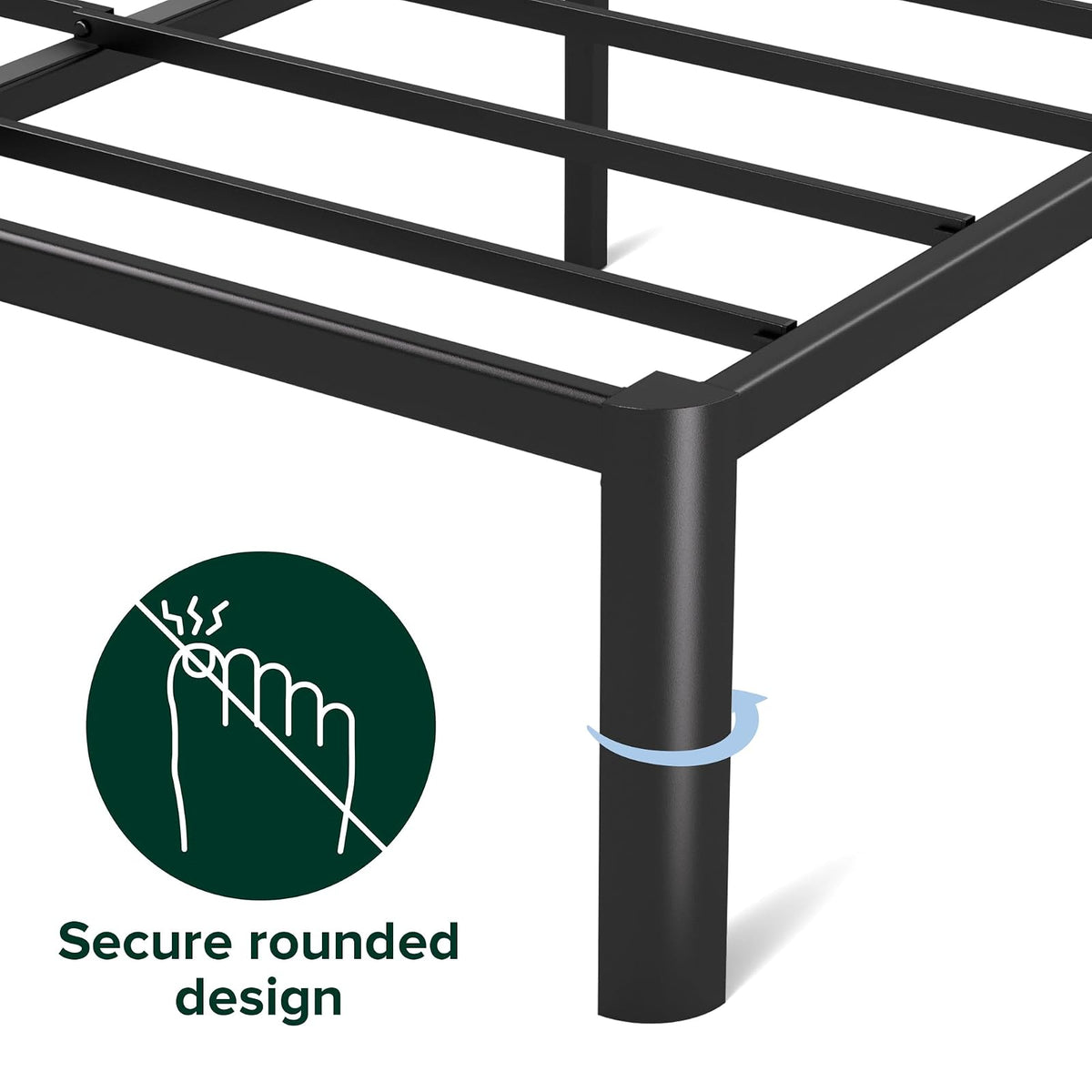 ZINUS - Cama de Plataforma de Metal de 16 Pulgadas, Soporte de Listones de Acero, no Necesita somier, Embalaje ecológico WonderBox, fácil Montaje, Negro, Queen