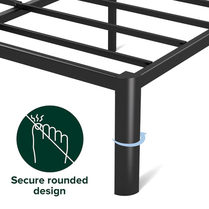 ZINUS - Cama de Plataforma de Metal de 16 Pulgadas, Soporte de Listones de Acero, no Necesita somier, Embalaje ecológico WonderBox, fácil Montaje, Negro, Queen