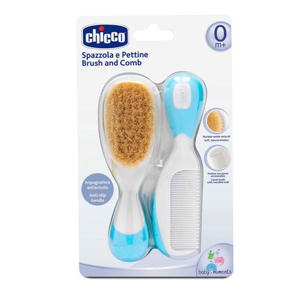 CHICCO, Cepillo y Peine para Bebé Recién Nacidos, Color Azul
