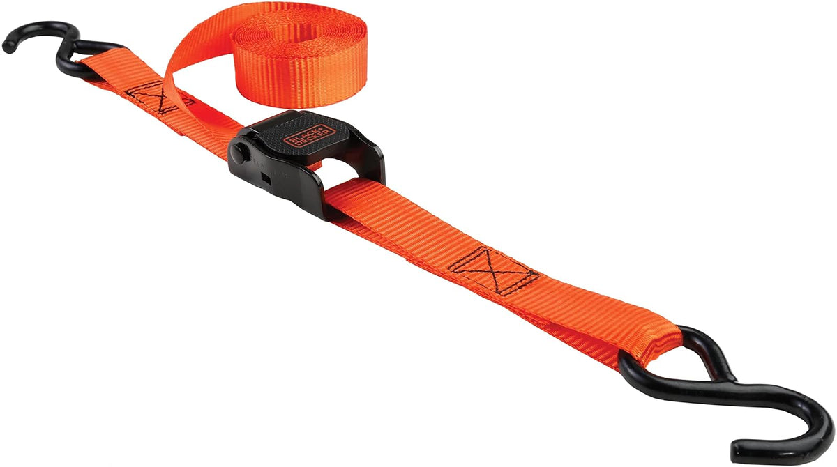 Black+Decker BDX1004 - Correas de Amarre con Hebilla de Leva de 1 x 10 pies, Carga de Trabajo Segura de 300 Libras, Resistencia a la Rotura de 900 Libras, Paquete de 4