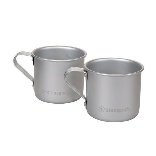 Stansport Tazas de aluminio para bebidas – Paquete de 2 – Tazas de viaje – 12 onzas – Mochilero pesca caza