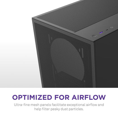 NZXT Gabinete H5 Flow ATX Negro con Cristal Templado, USB 3.2 y USB Tipo-C – Torre para PC Gaming