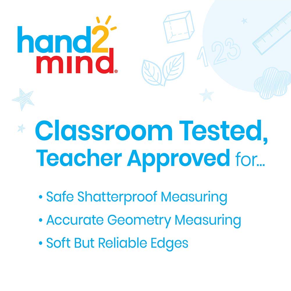 hand2mind Reglas de plástico Safe-T multicolor, transparente, semiflexible de 30, reglas de plástico arcoíris, regla de seguridad para medir (paquete de 24)