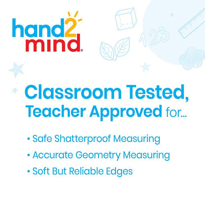 hand2mind Reglas de plástico Safe-T multicolor, transparente, semiflexible de 30, reglas de plástico arcoíris, regla de seguridad para medir (paquete de 24)