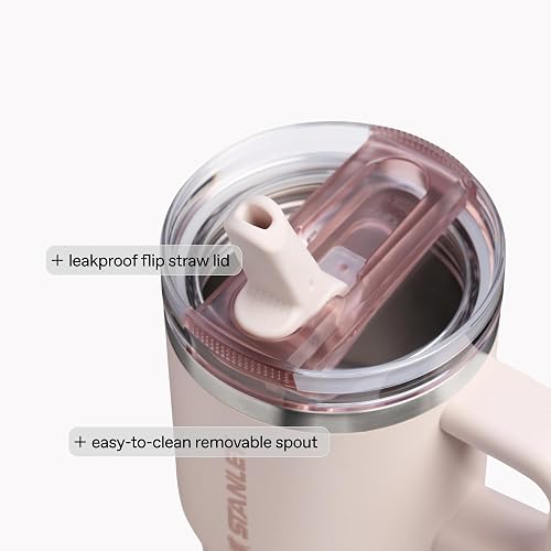 Stanley Quencher ProTour - Vaso con popote abatible con Tapa a Prueba de Fugas, 30 onzas, popote y Mango Integrados, Soporte para Vasos Compatible para Viajes, Taza de Acero Inoxidable aislada, sin