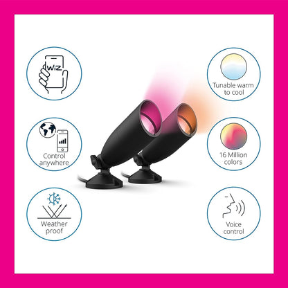 WiZ Kit de inicio 2 Reflectores Inteligentes con luz multicolor 10 watts para exteriores