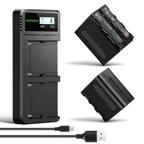 NEEWER 2 NP-F970 7800mAh Baterías Repuesto para Sony FX3/FX30/A7, para Canon R5, para Nikon Z8, Camera Battery con LCD Dual USB C Cargador Rápido para Handycam Cámara Monitor Luz Video LED Deslizador