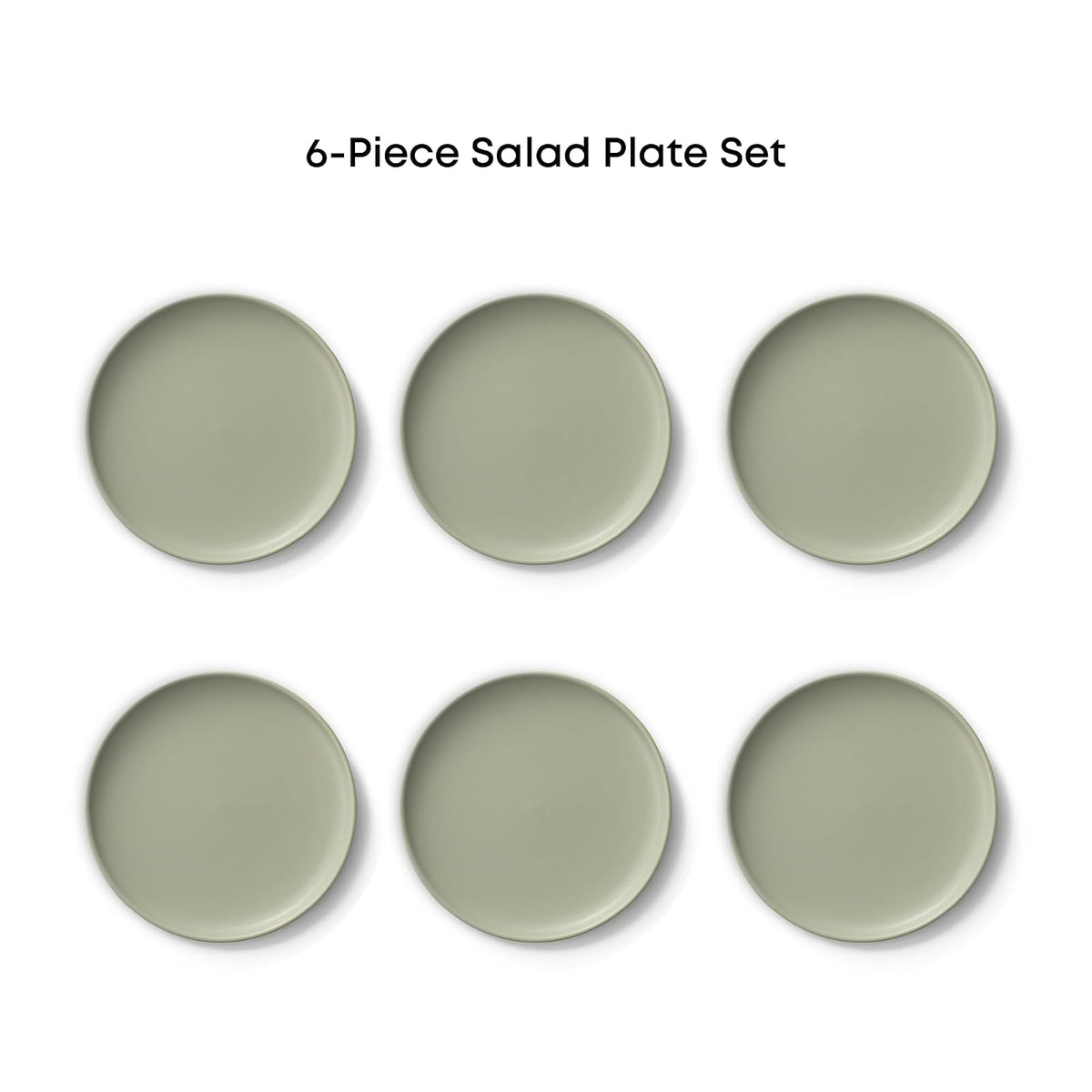 JoyJolt Mesa Platos de ensalada de gres redondos, 8 pulgadas, platos de almuerzo aptos para lavaplatos y microondas, juego de 6 platos de cocina rústicos modernos, platos de cocina para aperitivos