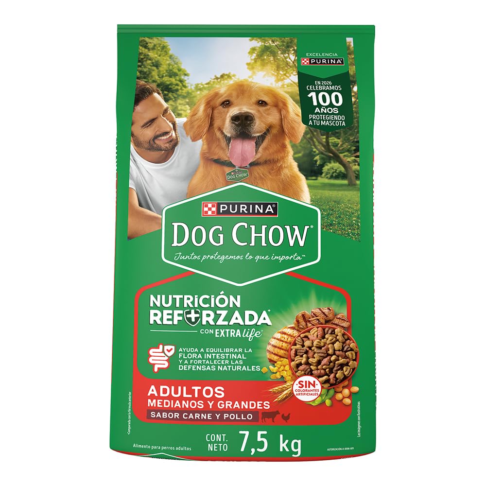 Purina Dog Chow Adulto Raza Medina y Grande Sabor Carne y Pollo 7.5Kg