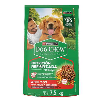 Purina Dog Chow Adulto Raza Medina y Grande Sabor Carne y Pollo 7.5Kg