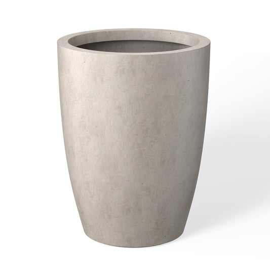 Kante - Maceta Redonda de hormigón de 18 Pulgadas de Alto para Interiores y Exteriores, Modernas macetas Decorativas con Orificio de Drenaje y tapón de Goma para el hogar y el jardín