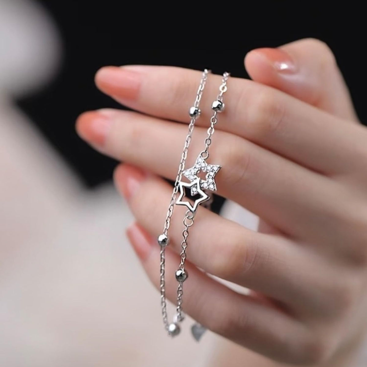 XYPHIELLE Pulsera de Plata 925 para Mujer - Brazalete Estrella Ajustable, Joyería Fina, Regalo Elegante para Madre, Novia, Esposa, Amiga, Cumpleaños, Aniversario, San Valentín