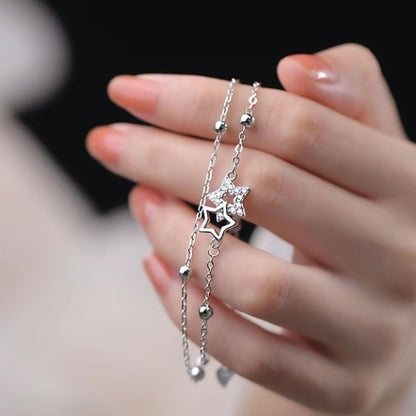 XYPHIELLE Pulsera de Plata 925 para Mujer - Brazalete Estrella Ajustable, Joyería Fina, Regalo Elegante para Madre, Novia, Esposa, Amiga, Cumpleaños, Aniversario, San Valentín