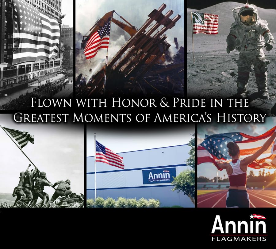 Annin Flagmakers Model 2730 American Flag 5x8 ft. Tough-Tex the Strongest, Longest Lasting Flag , 100% Made in USA with Sewn Stripes, Embroidered Stars and Brass Grommets.