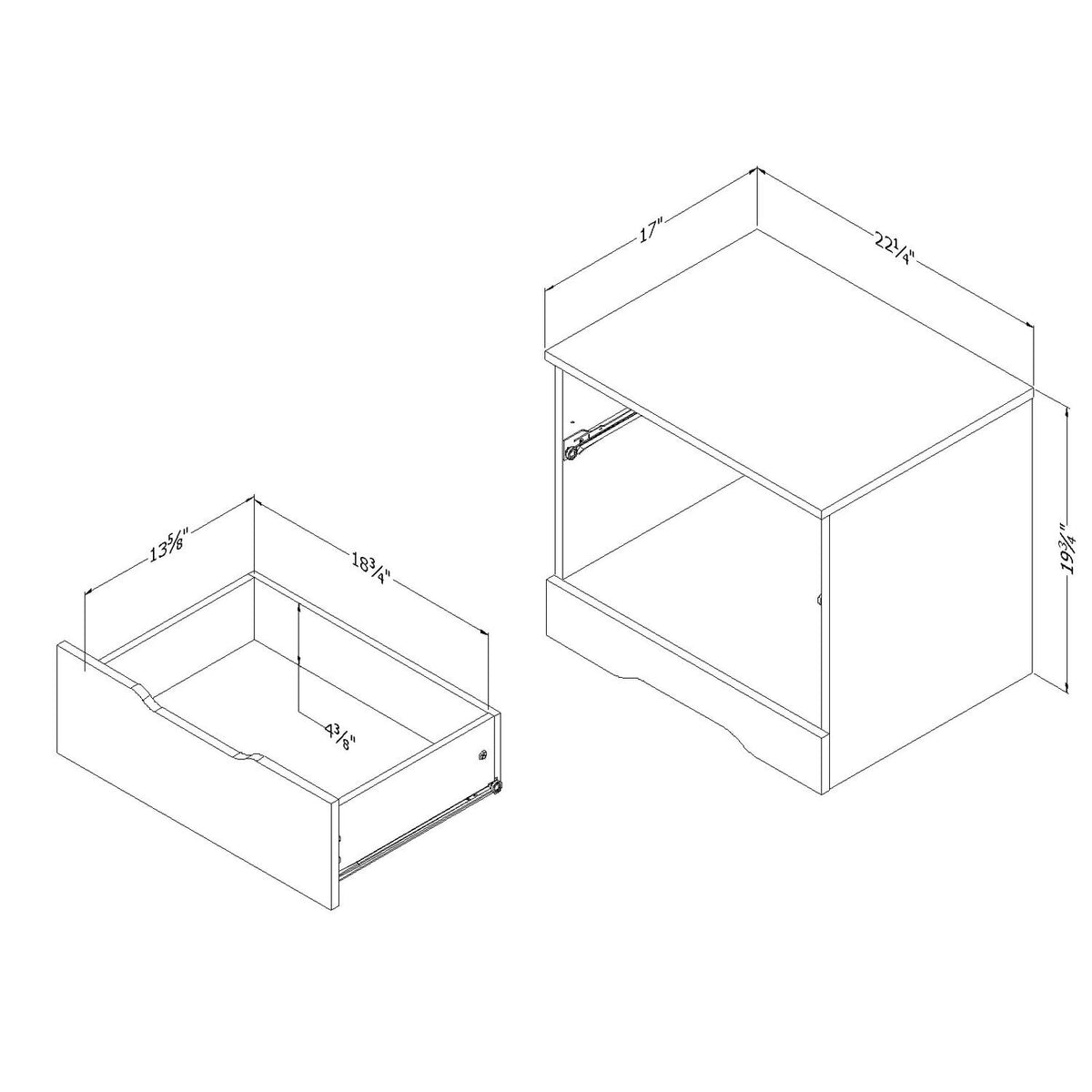 South Shore Buro para recamara con 1 Cajon. Muebles para recamara, mesas de Noche Furniture