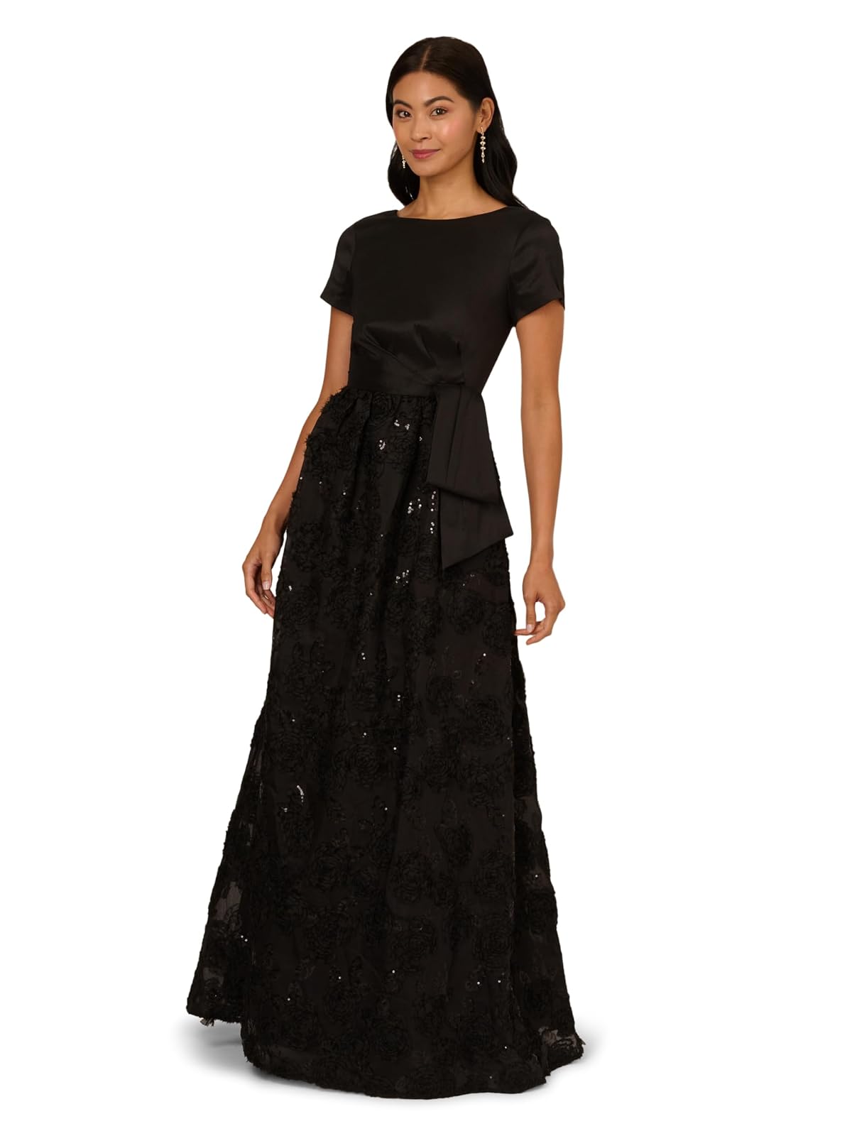 Adrianna Papell Soutache Floral Combo Gown Vestido para ocasión Especial Mujer