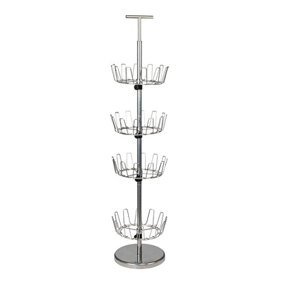 Household Essentials 2132-1 Estante giratorio de metal para zapatos y botas de 3 niveles, plateado - Plata - Árbol de zapatos de 4 niveles