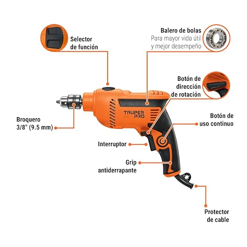 Truper ROTO-3/8A4, Rotomartillo 3/8" 600 W profesional