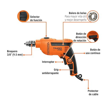 Truper ROTO-3/8A4, Rotomartillo 3/8" 600 W profesional