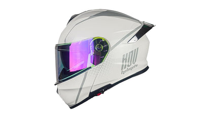 KOV Casco Thunder Waves Blanco ABATIBLE para Moto Certificado Dot
