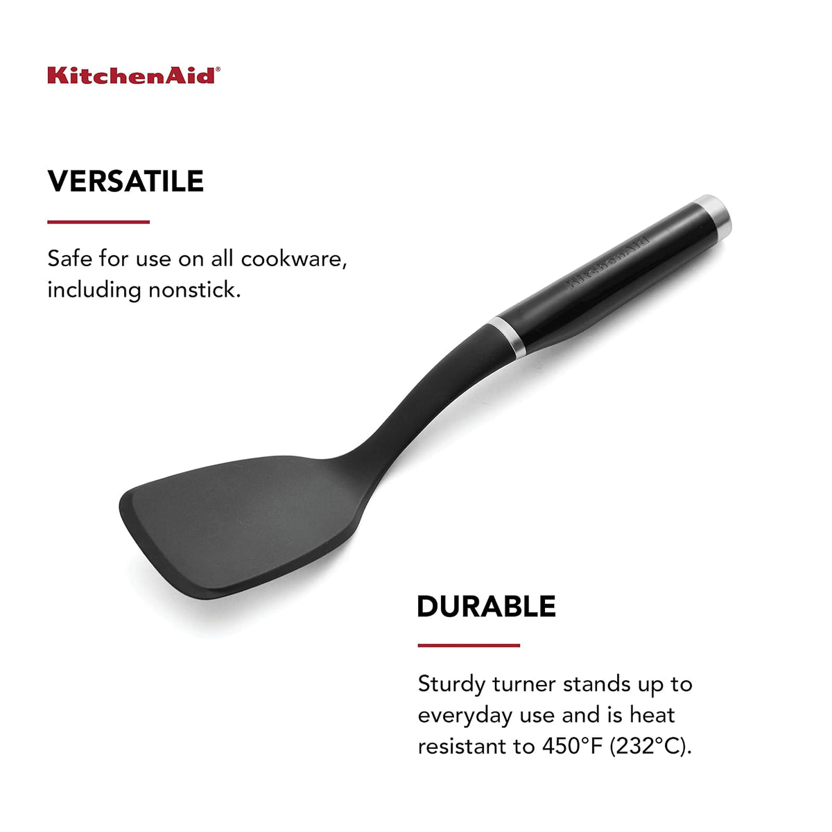 KitchenAid Classic - espátula sólido, negro, 13.5 x 3.3 pulgadas