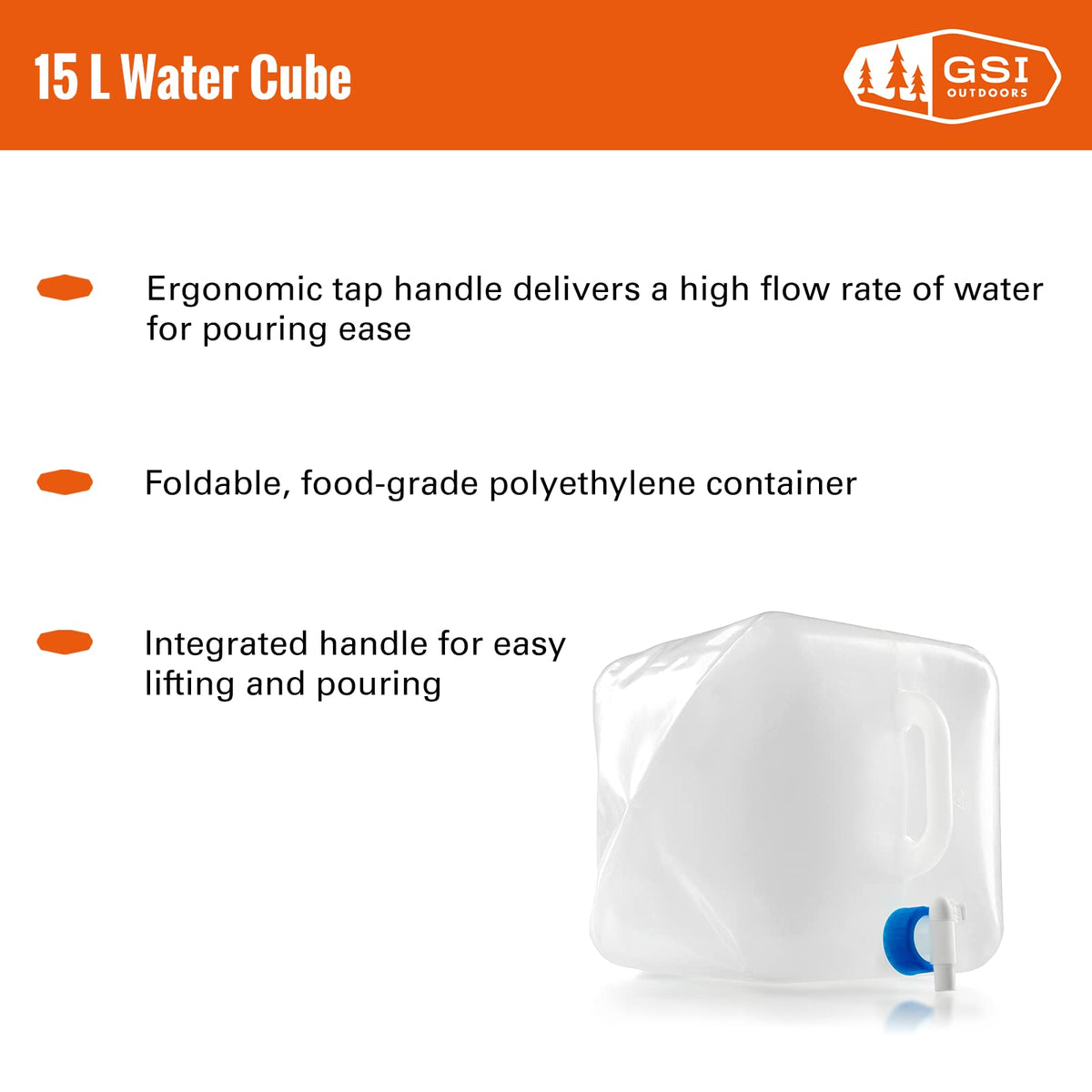 GSI Outdoors - Cubeta de Agua Plegable, 15 litros