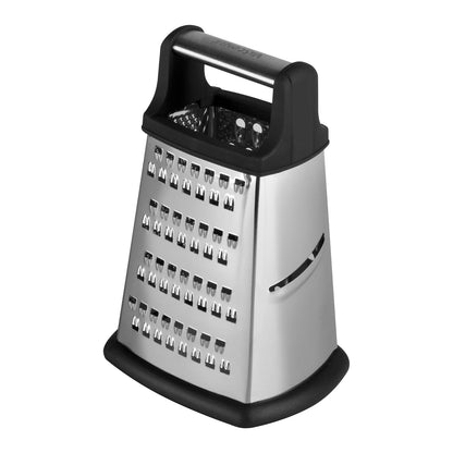 Vasconia | Rallador de 4 Lados Esencial Acero Inoxidable Antideslizante | Base antideslizante, Asa ergonómica, Acero inoxidable, Alta resistencia, Fácil limpieza, Uso diario, Diseño estable