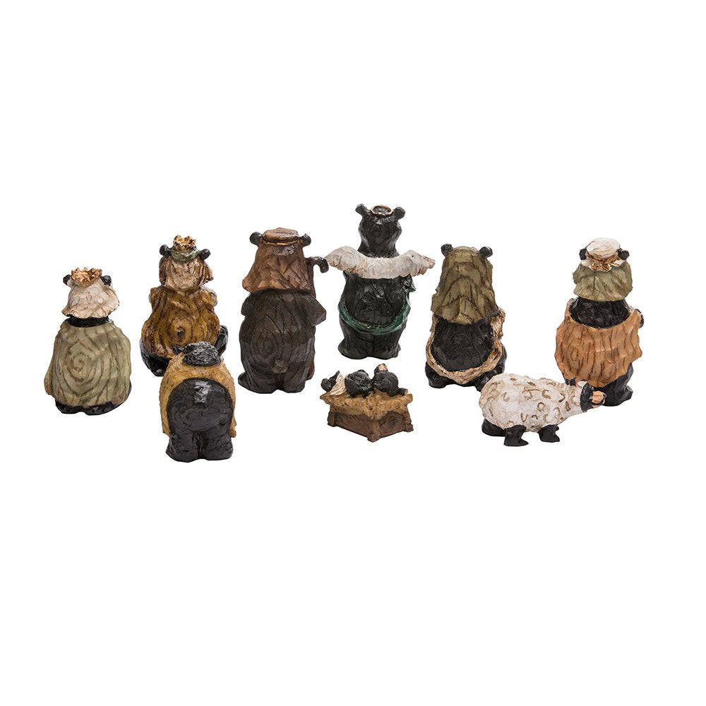 Kurt Adler J3383 Resin Nativity Bear, 4-Inch, Set of 9