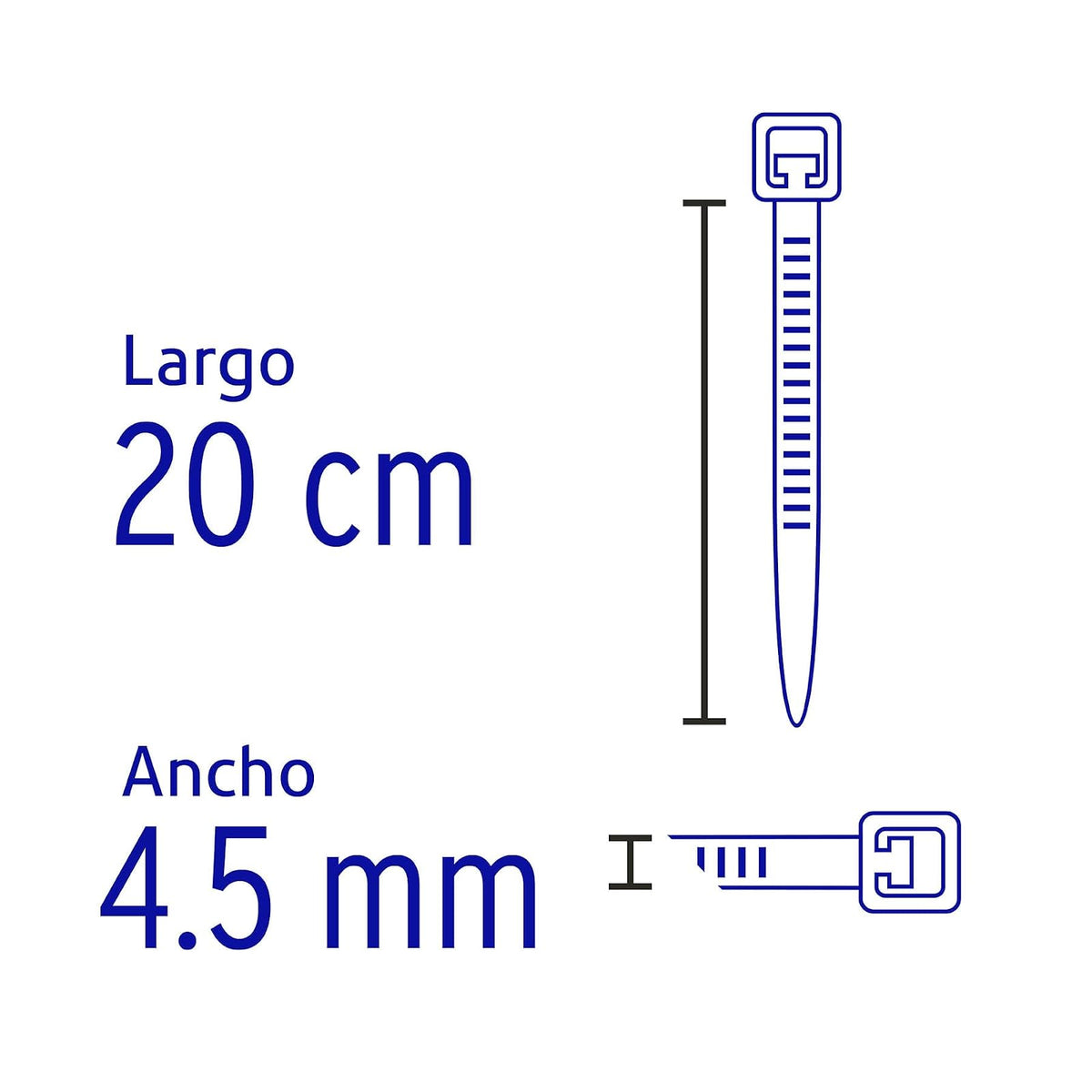 Volteck CIN-5020-M, Bolsa con 1000 cinchos plásticos 50lb 200 x 4.5 mm color natural