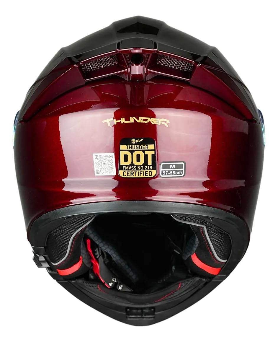 KOV Casco Thunder Cherry ABATIBLE Rojo Brillante para Moto Certificado Dot