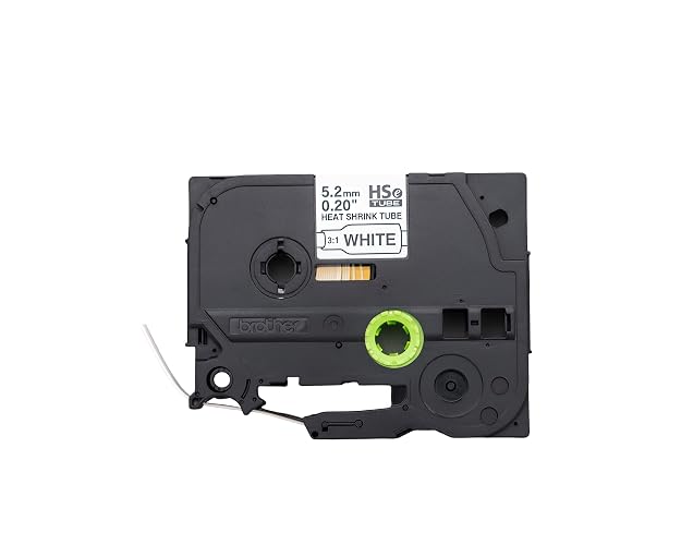 Brother Tubo Termorretráctil HSe211E de 5,28 mm para Cables | Relación 3:1, negro sobre blanco