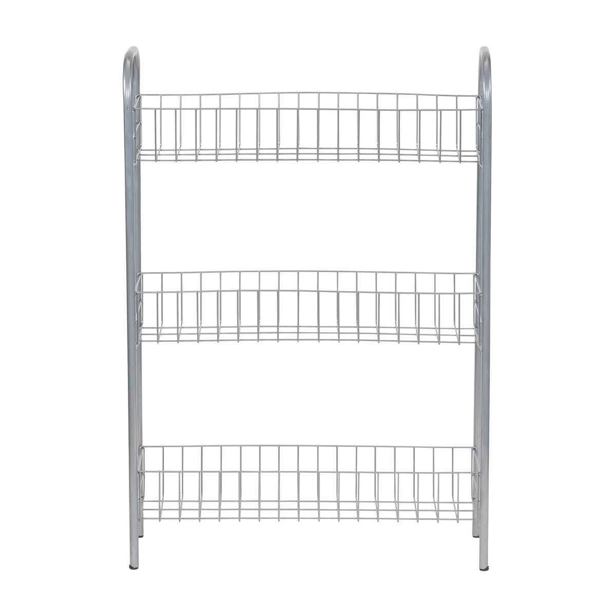 Household Essentials Slim Line 3-Tier Metal Cesta de la Compra, Color Plateado Satinado