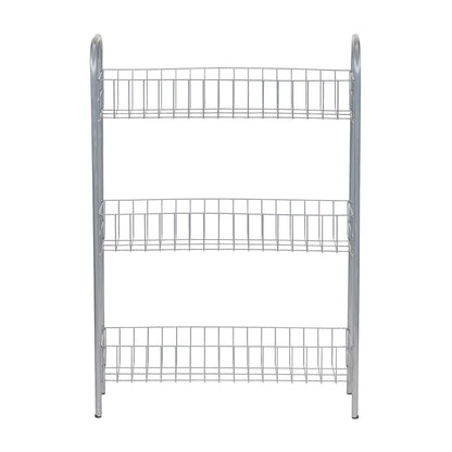 Household Essentials Slim Line 3-Tier Metal Cesta de la Compra, Color Plateado Satinado
