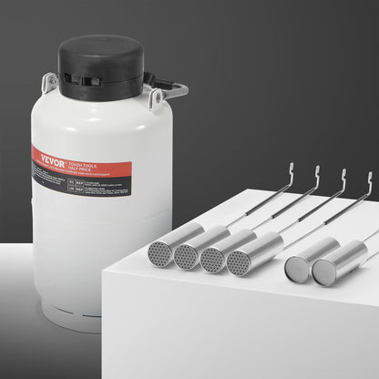 VEVOR Tanque de nitrógeno líquido, contenedor de nitrógeno líquido de aleación de aluminio de 3 L, Dewar de tanque LN2 con 6 botes y bolsa de transporte con correas