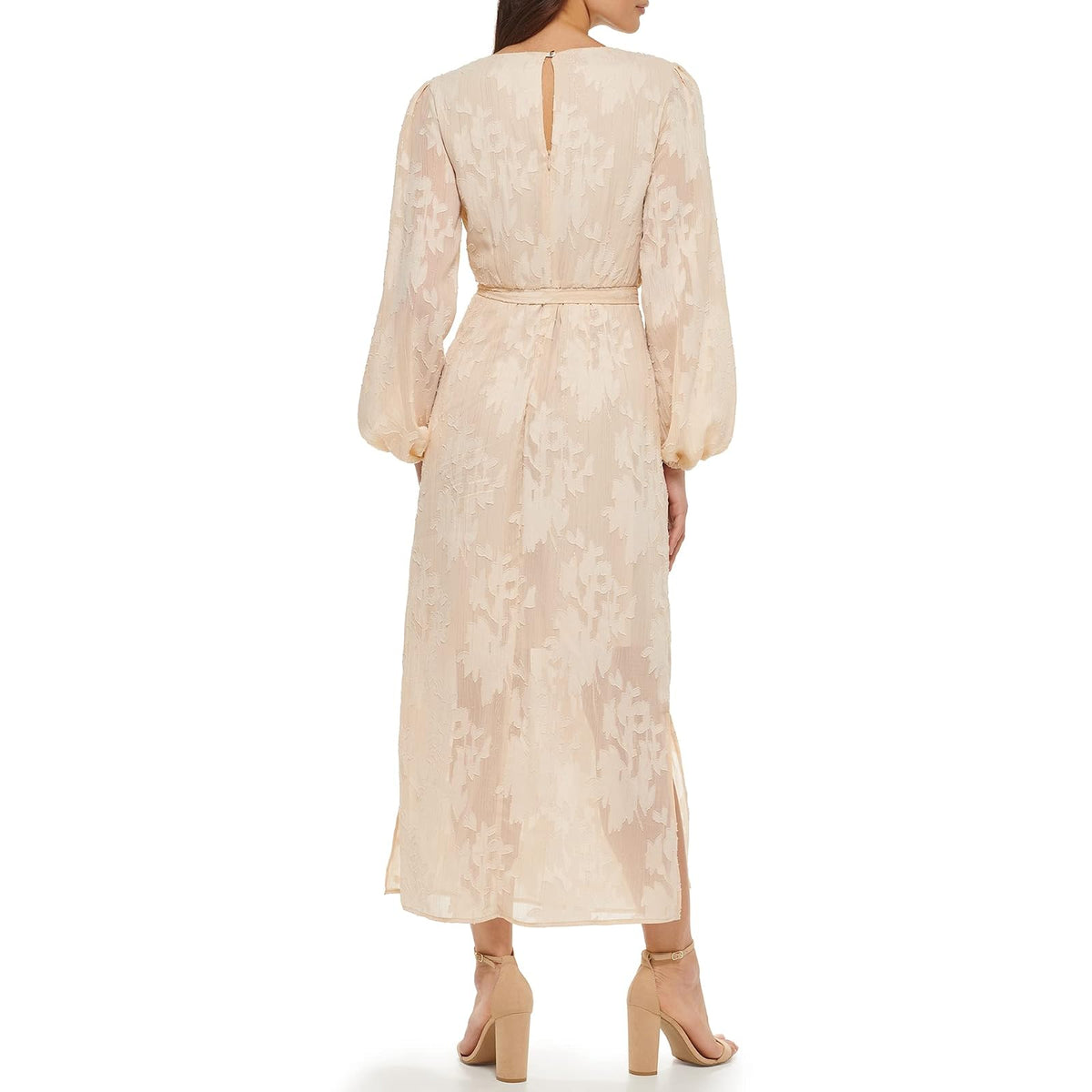 kensie Vestido Largo de Gasa con Lazo en la Cintura Vestido Informal para Mujer