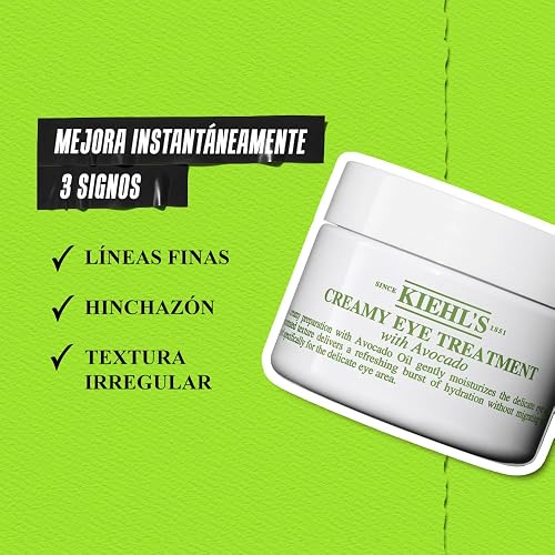 Kiehl’s Avocado Eye Treatment - Crema Contorno para Ojos Hidratante | Reduce Bolsas - Ilumina la Mirada - Con Aceite de Aguacate, Manteca de Karité, Beta Caroteno y Cafeína
