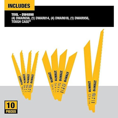 DEWALT DW4898 Bi-Metal Reciprocating Saw Blade Set with Case, 10-Piece