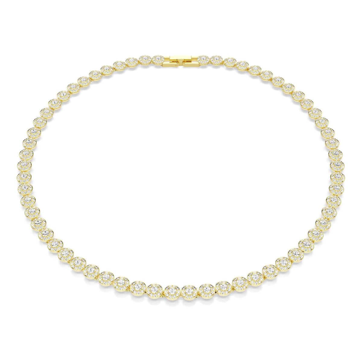 Collar Angelic de Swarovski Una, corte redondo, pequeño, blanco, baño de oro