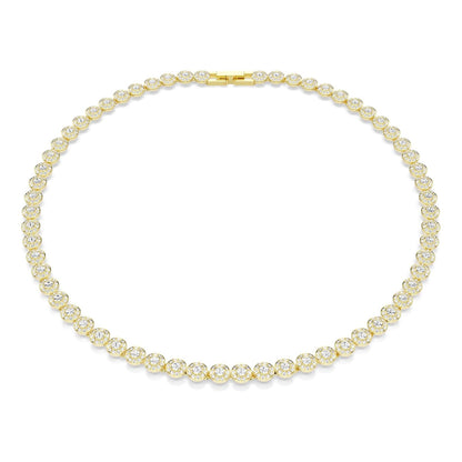 Collar Angelic de Swarovski Una, corte redondo, pequeño, blanco, baño de oro