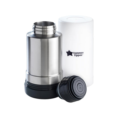 Tommee Tippee Calentador de Biberones de Viaje, Portátil, Térmico | Termo de Acero Inoxidable con Tapa Antigoteo, Calienta Biberones y Papillas Fuera de Casa, Sin Electricidad